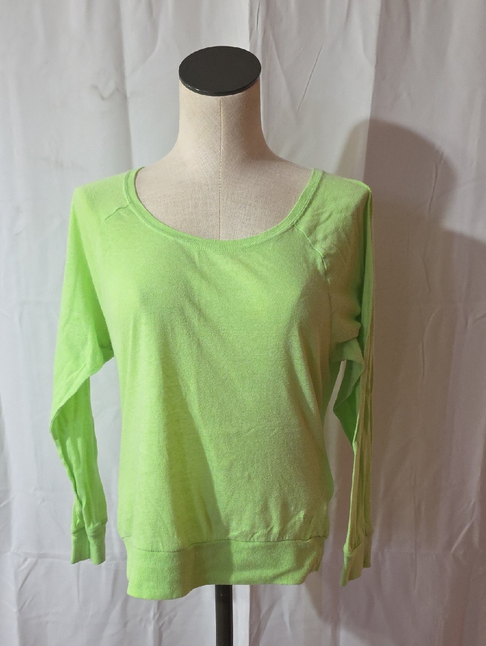PINK Victoria's Secret Neon Lime Long Sleeve Scoop Neck Top